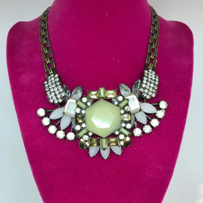 LK Green Crystal Chain Necklace